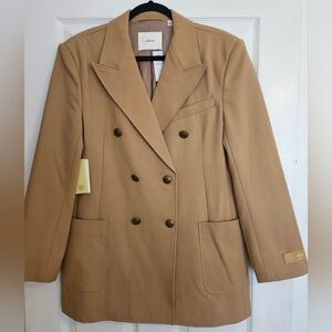 NWT. Wilfred Double-Breasted Tan Blazer Jacket. Oversized.